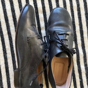 Either / Or Black Leather Oxfords